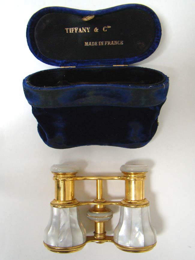A fine pair of Antique Gold Plated Opera Glasses by TIFFANY with their original velvet case circa 1885
